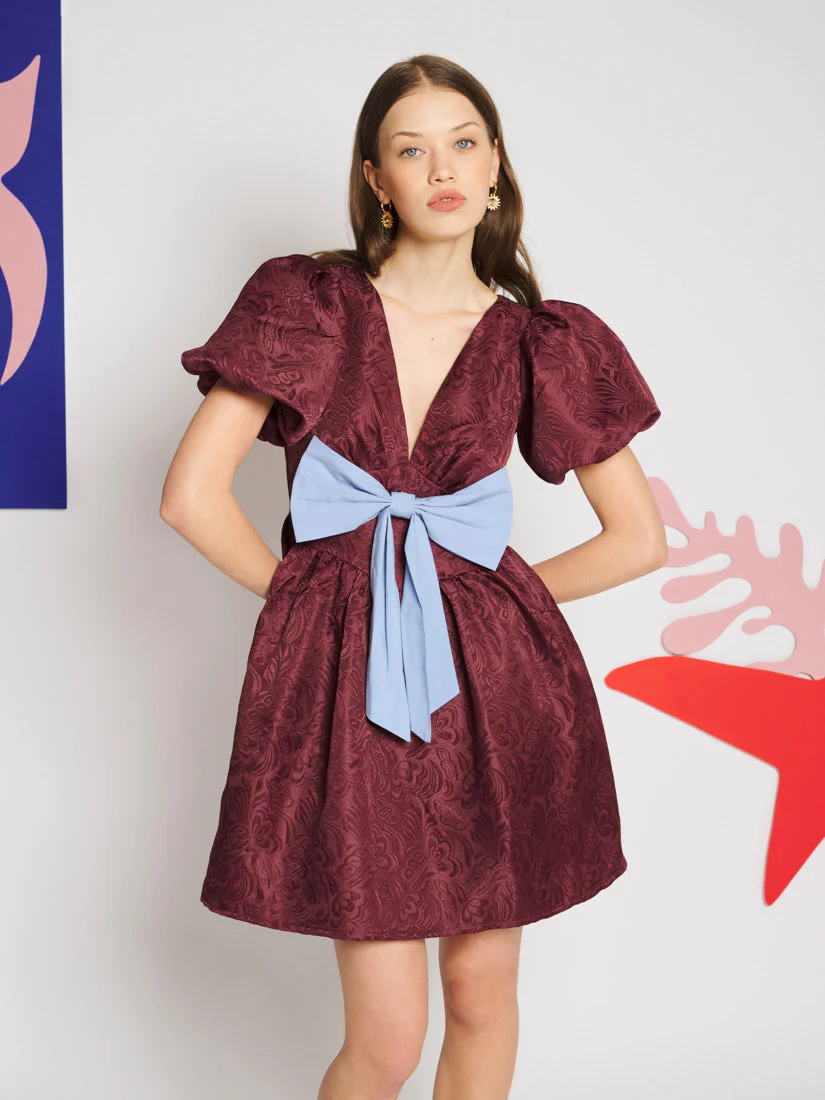 Bordeaux Bow Mini Dress