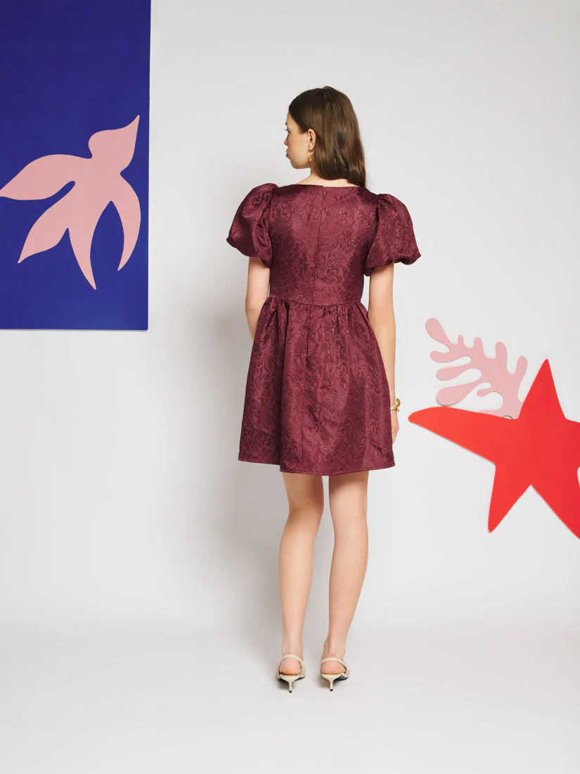 Bordeaux Bow Mini Dress - Image 3