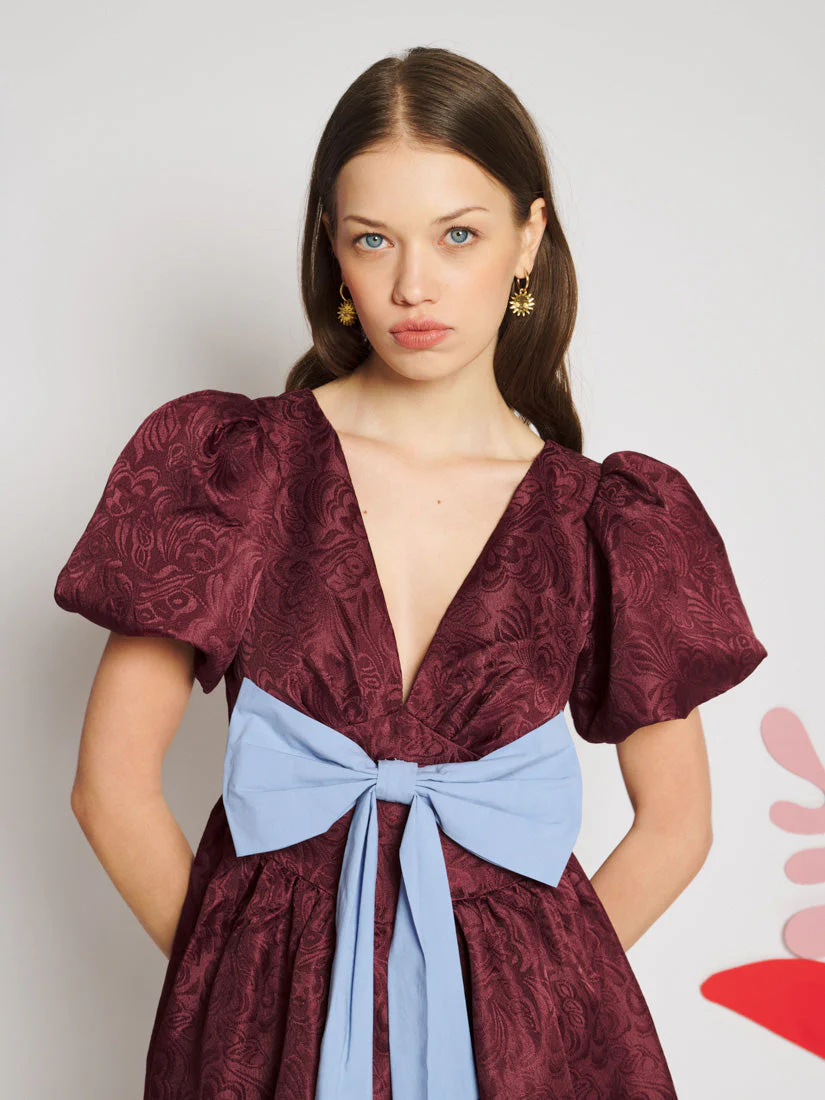 Bordeaux Bow Mini Dress - Image 5