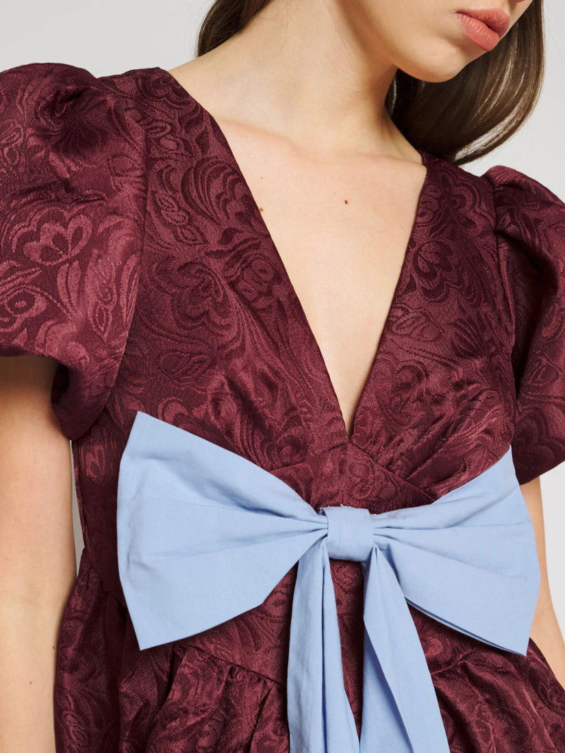 Bordeaux Bow Mini Dress - Image 6