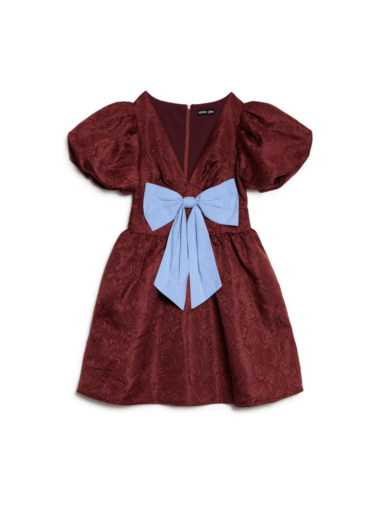 Bordeaux Bow Mini Dress - Image 7