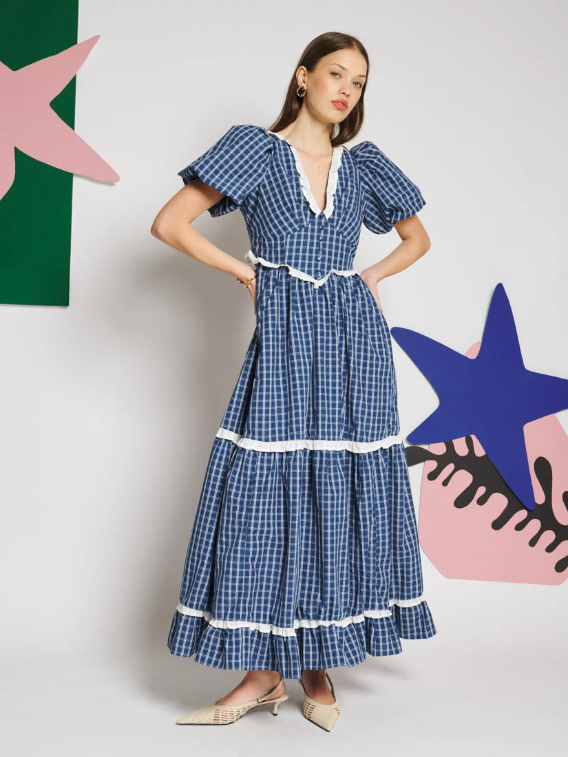 Celeste Check Maxi Dress