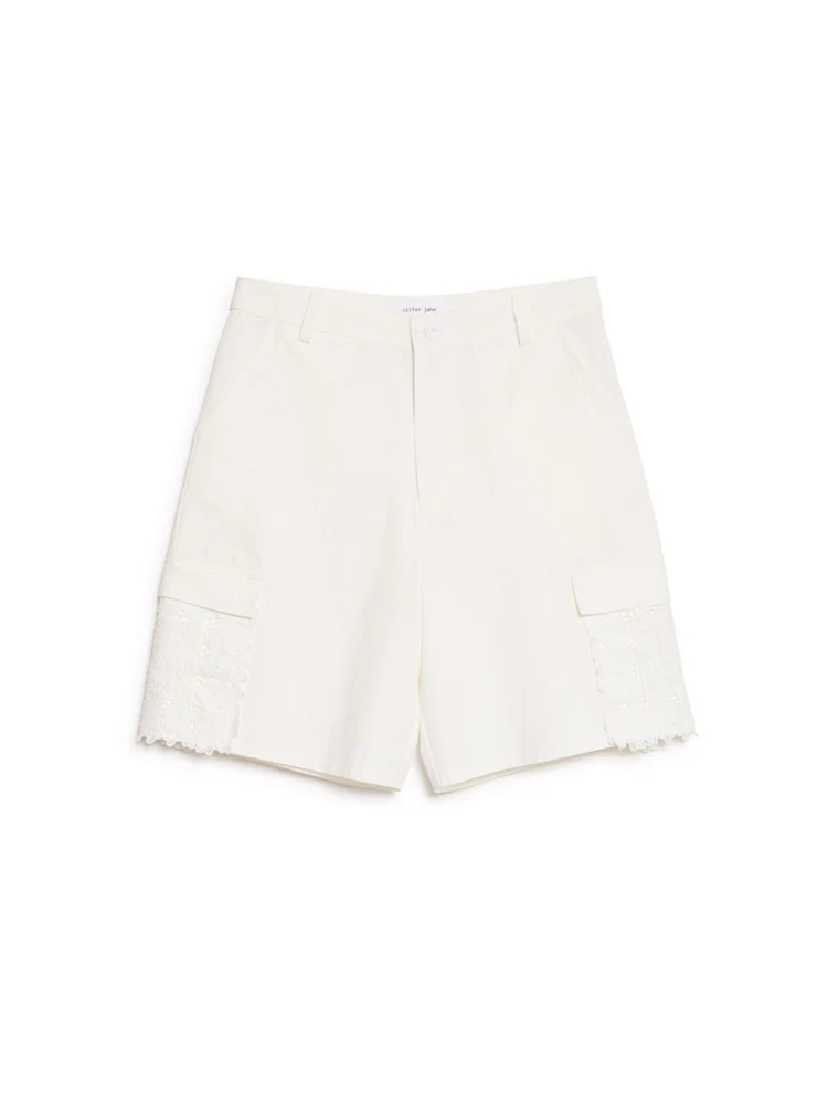 Chalk Crochet Trim Shorts - Image 9