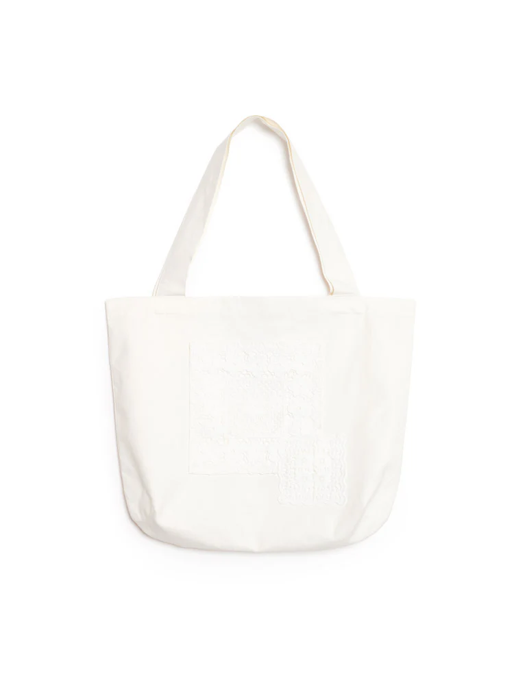 Chalk Crochet Trim Tote Bag - Image 3