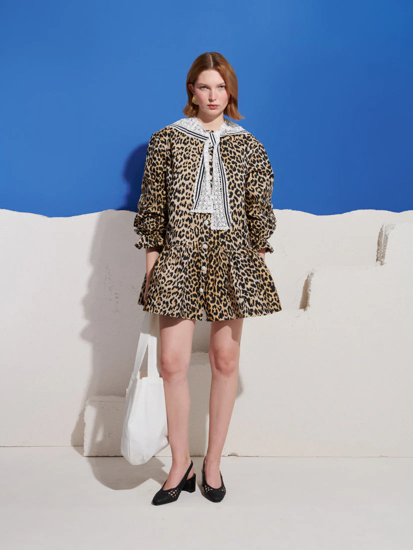 Cleo Collar Tie Mini Dress - Image 4
