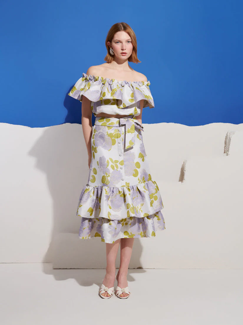 Fig Flora Jacquard Ruffle Skirt - Image 4