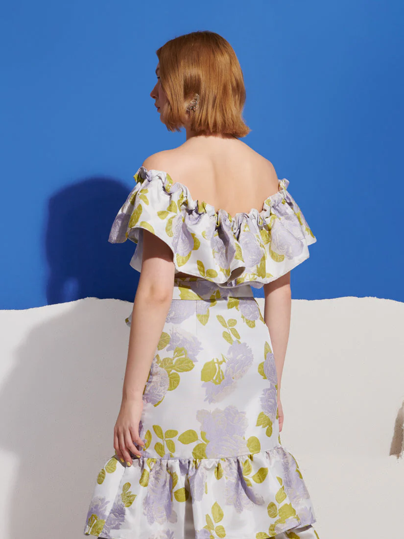 Fig Flora Jacquard Ruffle Top - Image 3