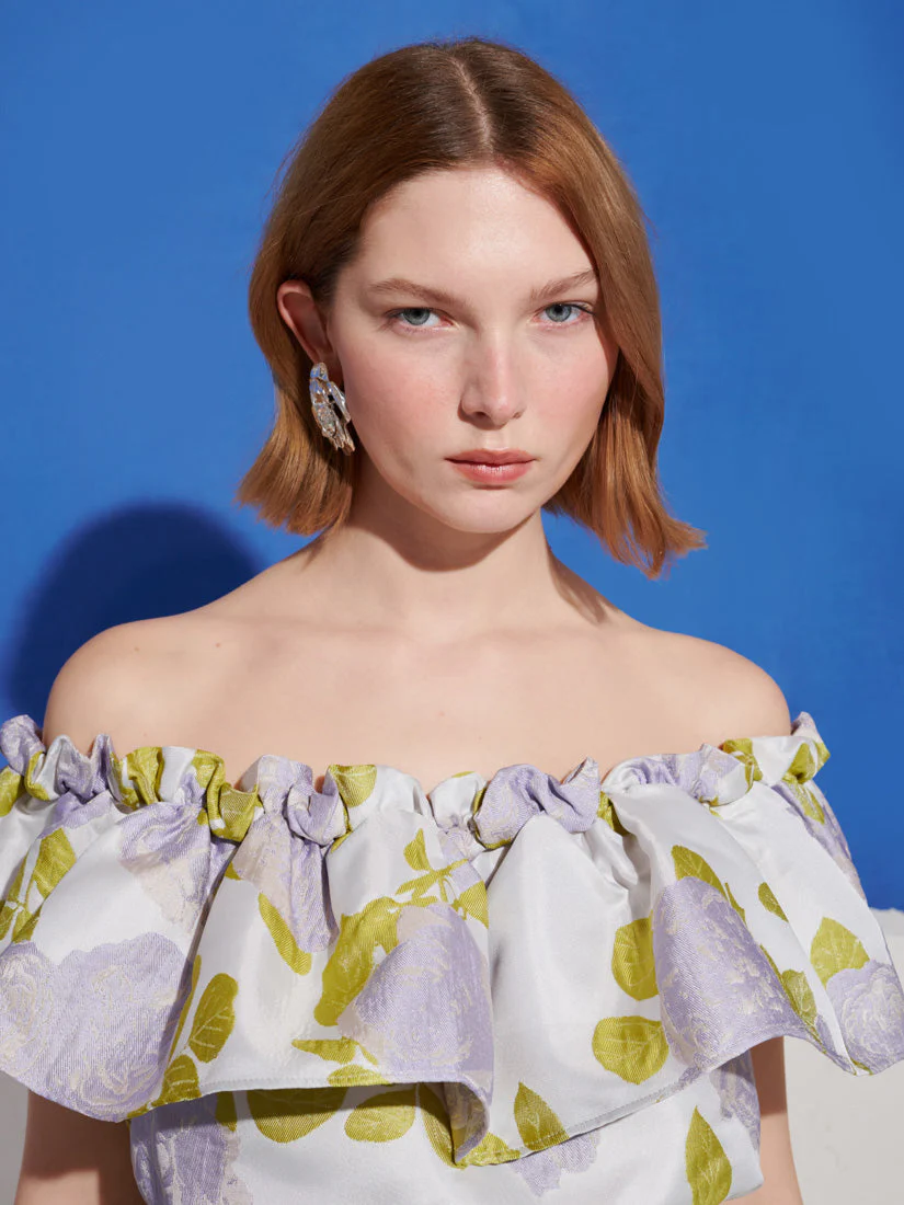 Fig Flora Jacquard Ruffle Top - Image 5
