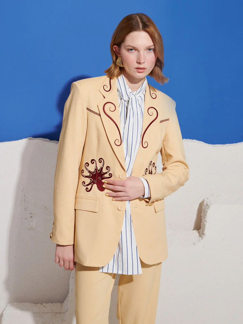 Helios Embroidered Single Breasted Blazer - Image 3