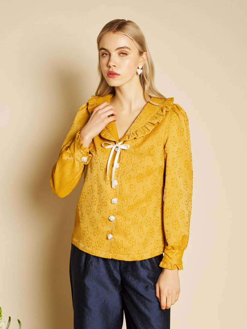 Jaune Jacquard Top