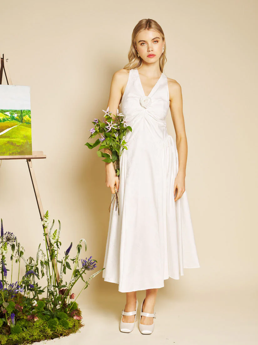 Lily Jacquard Rosette Midi Dress