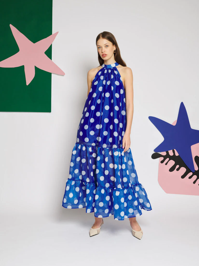 Marine Spot Organza Maxi Dress - Image 4