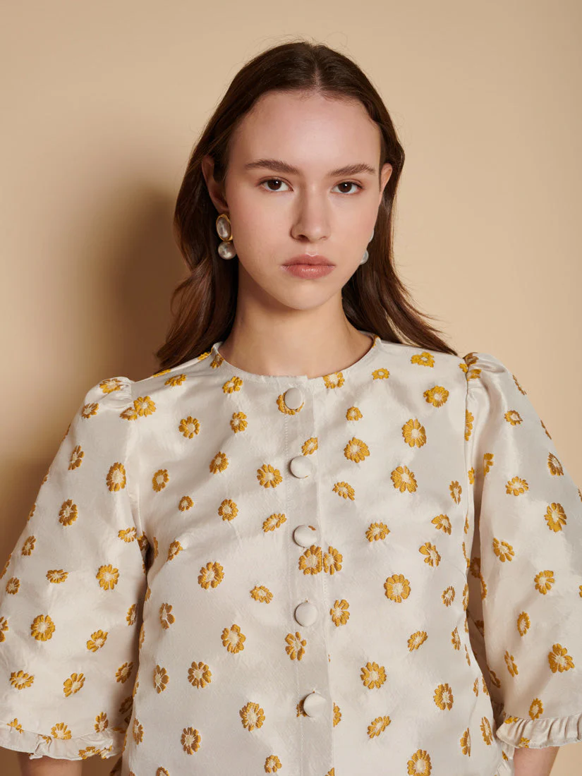 Mora Jacquard Ruffle Top - Image 5
