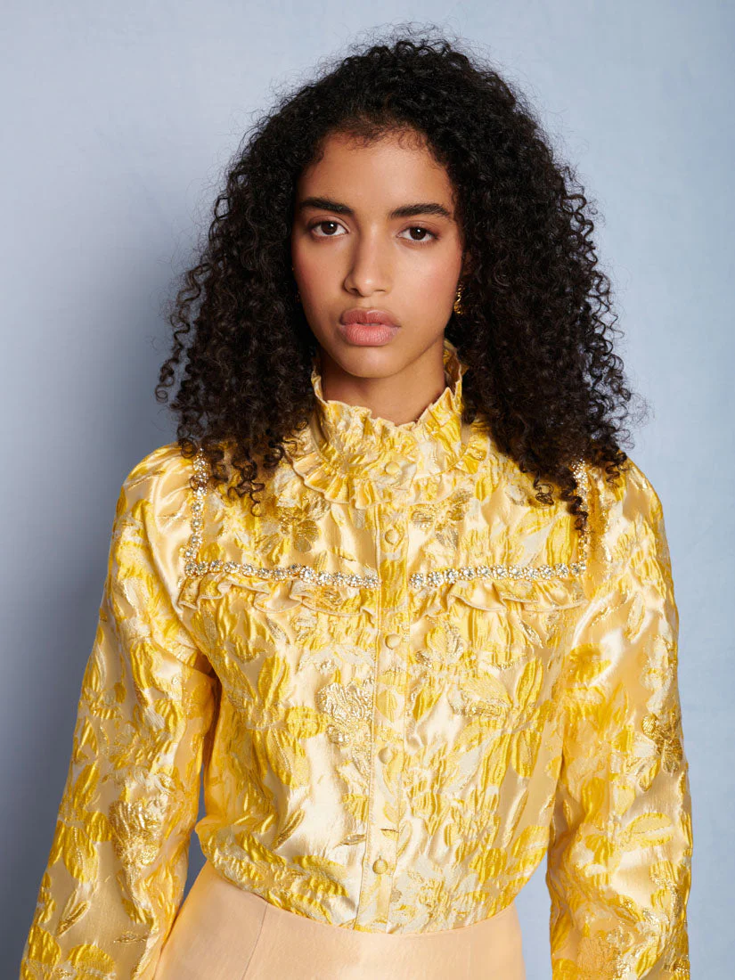 <b>DREAM</b> Ochre Jacquard Blouse - Image 5