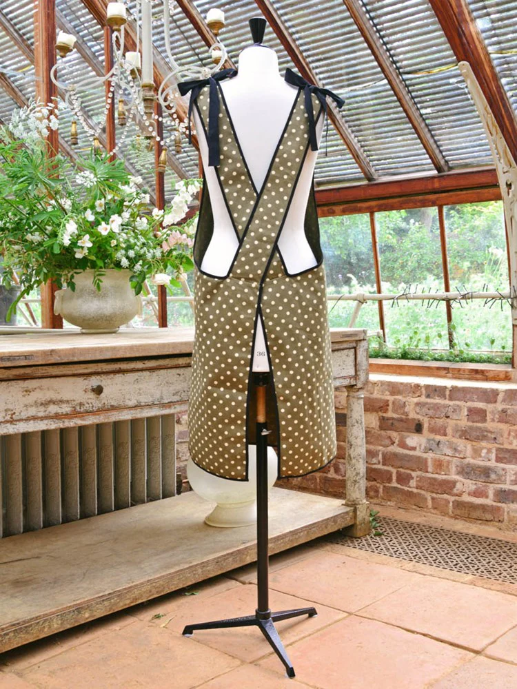 Polka Dot Drill Cross Back Apron - Image 3