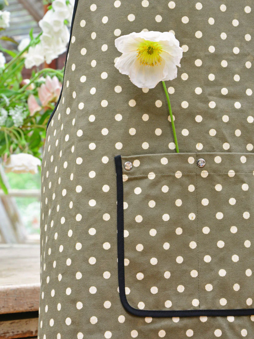 Polka Dot Drill Cross Back Apron - Image 5