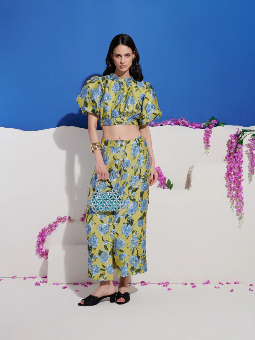 <b>DREAM</b> Seagrass Jacquard Midi Skirt - Image 4