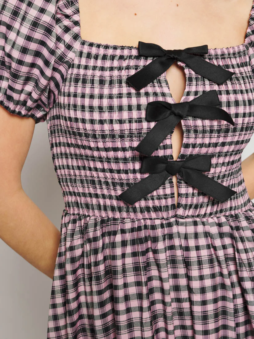 Vence Check Bow Midi Dress - Image 6